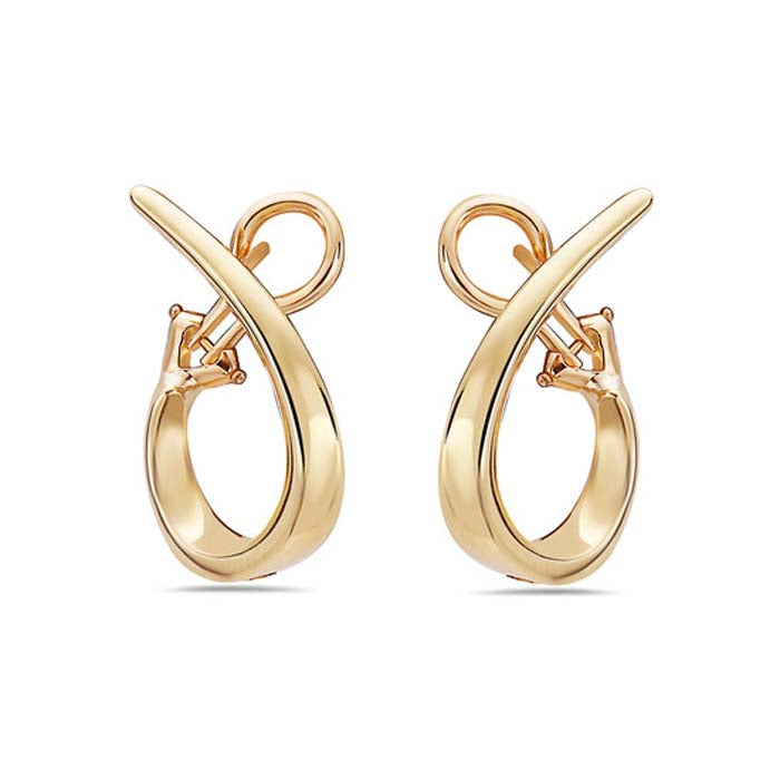 Charles Krypell Small Signature Twisted Hoop Earrings in 18K Yellow Gold