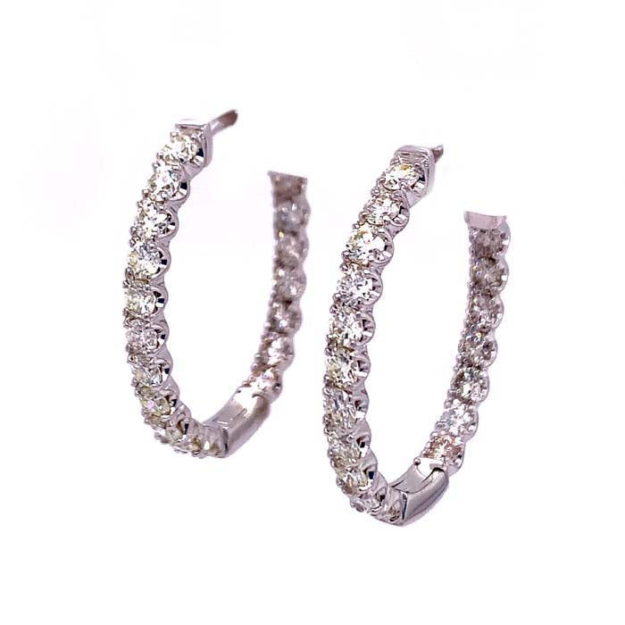 Mountz Collection Diamond Inside-Outside Oval Hoop Earrings in 14K White Gold