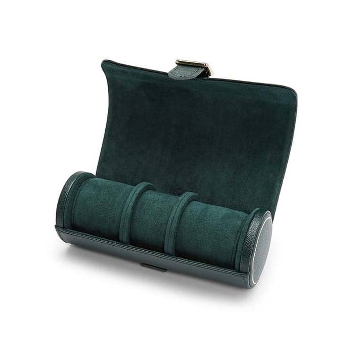 Wolf Designs British Racing Green Triple Watch Roll Travel Pack