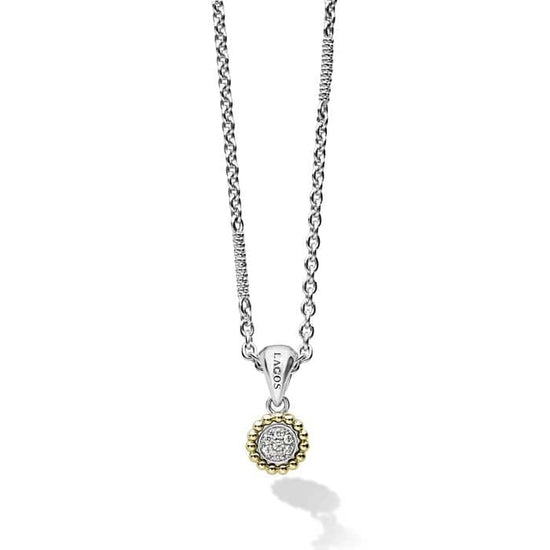 LAGOS Caviar Lux Pavé Diamond Pendant in Sterling Silver and 18K Yellow Gold