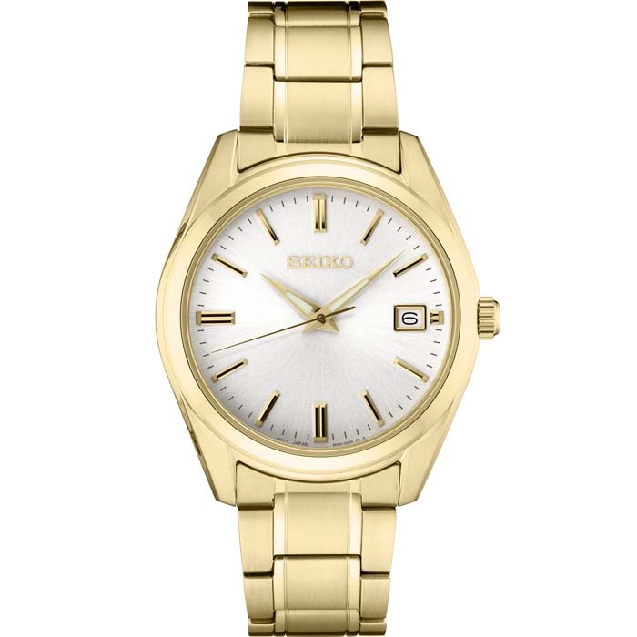 Seiko 40.2MM White Dial Gold-Tone Stainless Steel Bracelet Watch