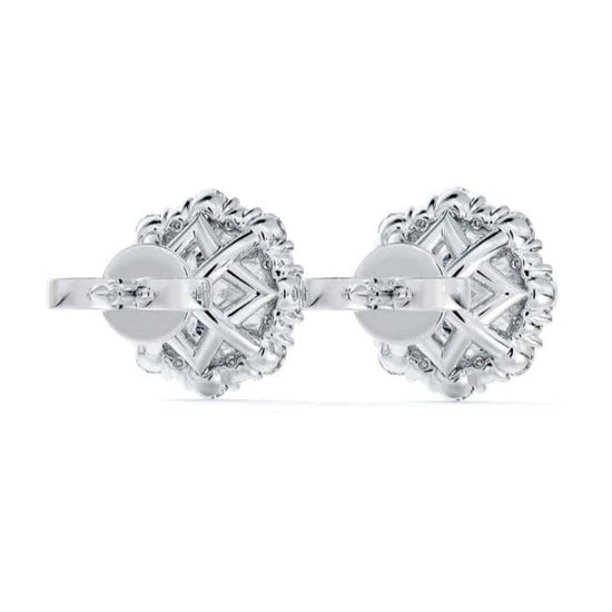 De Beers Forevermark Center of My Universe Floral Halo Stud Earrings in 18K White Gold