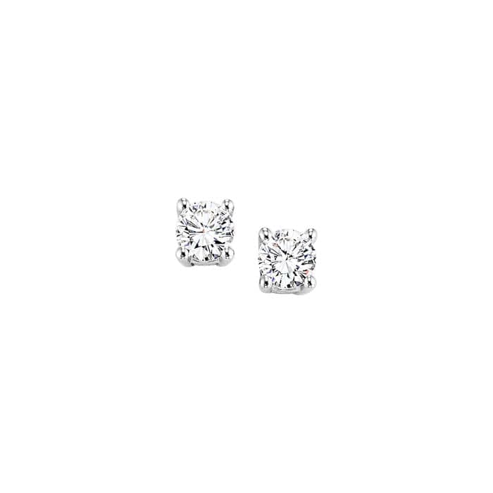 Mountz Collection 1/10CTW 4-Prong Diamond Stud Earrings in 14K White Gold