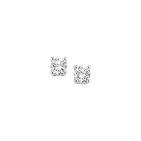 Mountz Collection 1/10CTW 4-Prong Diamond Stud Earrings in 14K White Gold