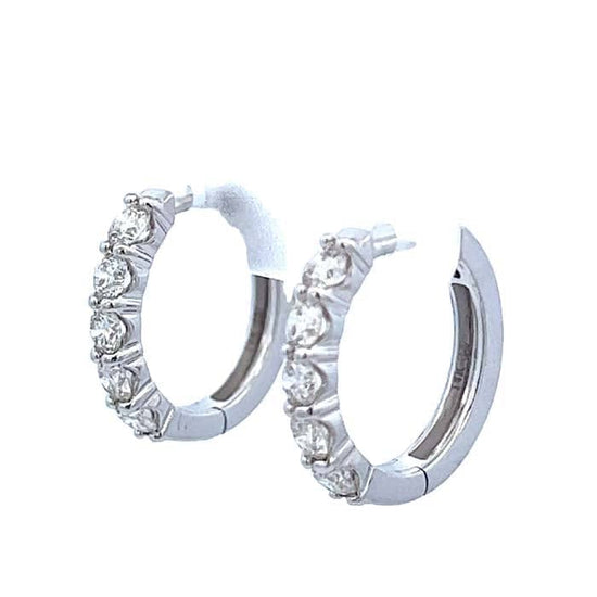 Mountz Collection Oval Diamond Hoop Earrings in 14K White Gold