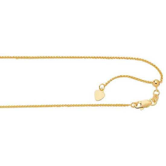 Mountz Collection 22" Sliding Adjustable Round Wheat Chain in 14K Yellow Gold