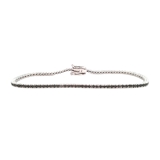 Mountz Collection Black Diamond Straightline Bracelet in 14K White Gold