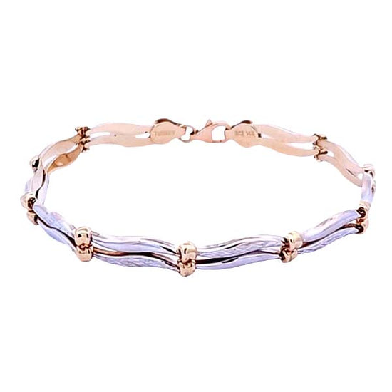 Estate 7" Double Row Two-Tone Bracelet in 14K Gold