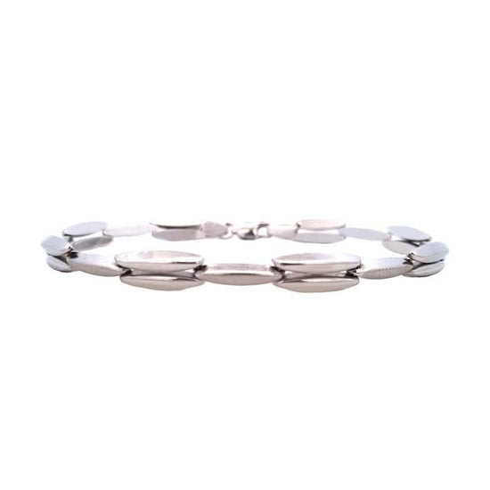 Estate Alternating Bar Link Bracelet in 14K White Gold