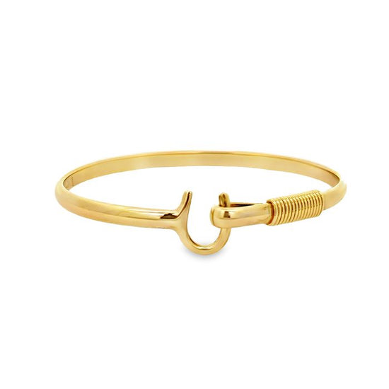 Estate Hook and Eye Bangle Bracelet in 18K Yellow Gold