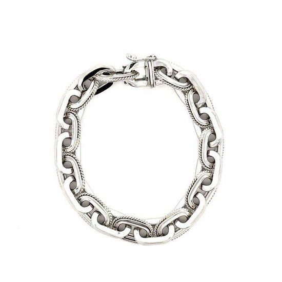 Estate Oval Link Bracelet in 14K White Gold