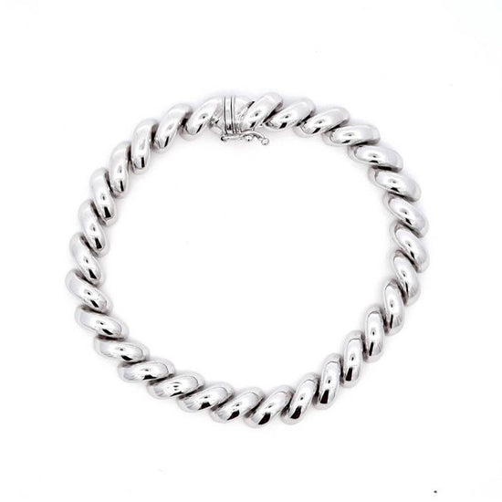 Estate 8" San Marco Link Bracelet in 14K White Gold