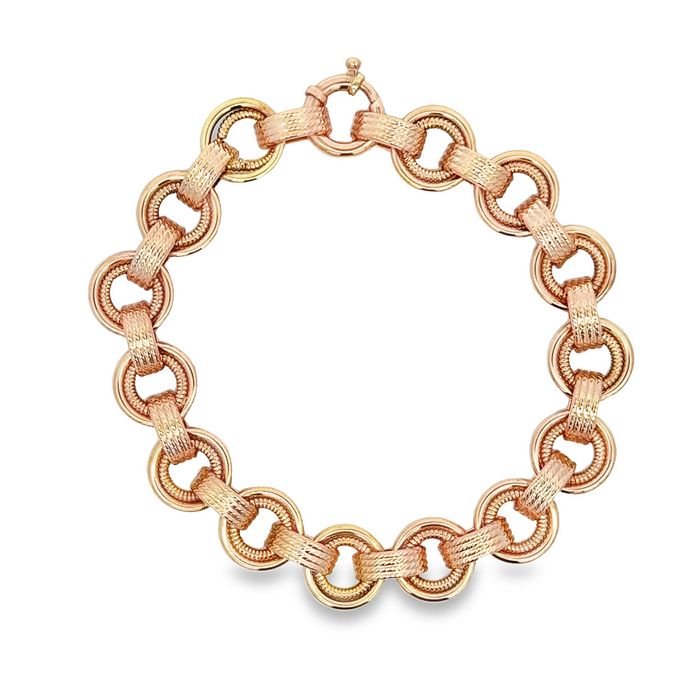 Estate Round Link Bracelet in 14K Rose Gold