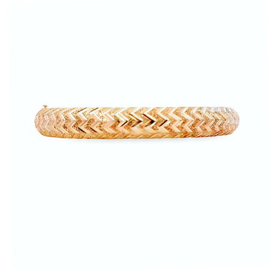 Estate  8MM Oval Diamond-Cut Bangle in 14K Yellow Gold