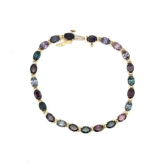 Estate 7" Multi-Tone Spinel Bracelet in 14K Yellow Gold