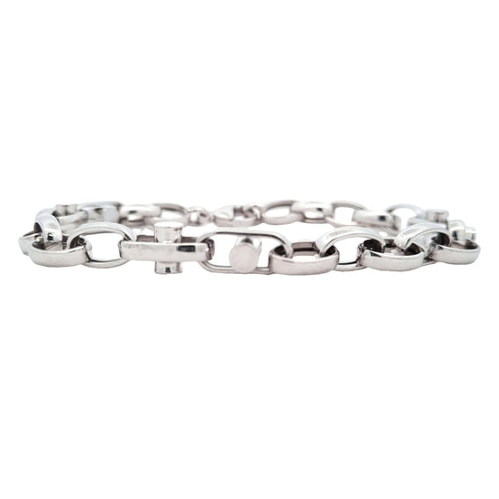 Estate 8" Oval Link Fancy Bracelet in 14K White Gold