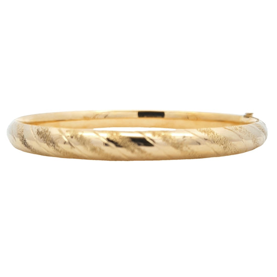 Estate 6mm Domed Oval Hinged Bangle in 14K Yellow Gold