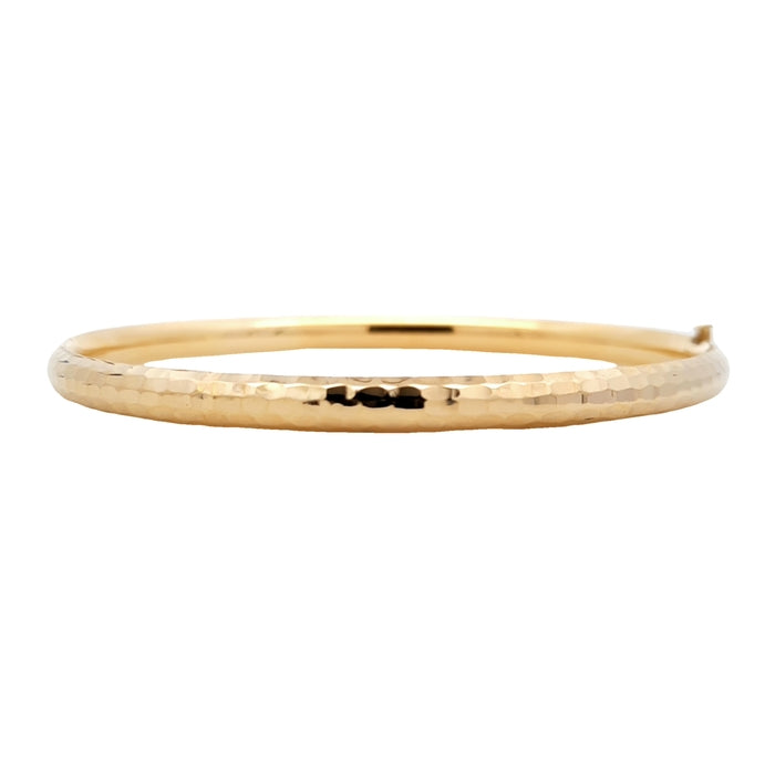 Estate Oval Hammered Texture Bangle in 14K Yellow Gold