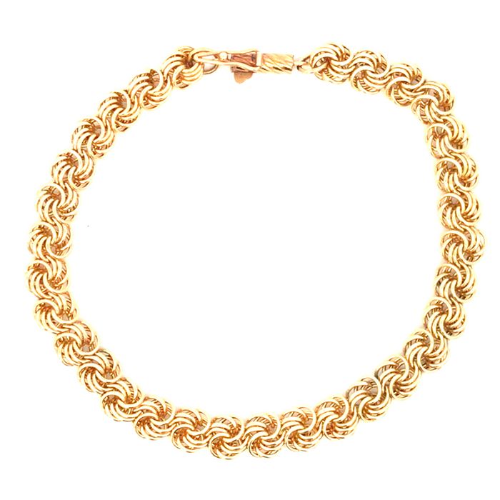 Estate 7" Flat Rope Bracelet in 14K Yellow Gold