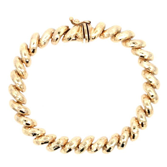 Estate 7" Faceted San Marco Bracelet in 14K Yellow Gold