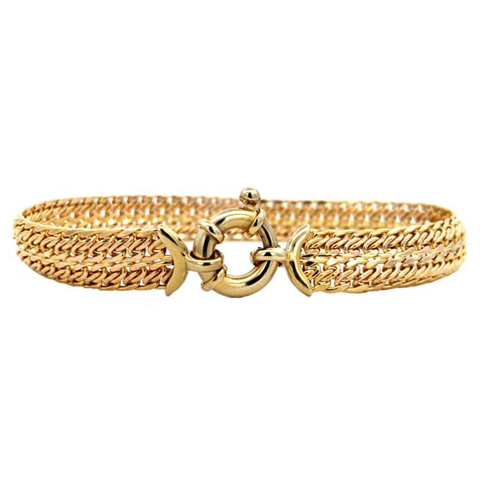 Estate 7" Flat Filigree Bracelet in 14K Yellow Gold