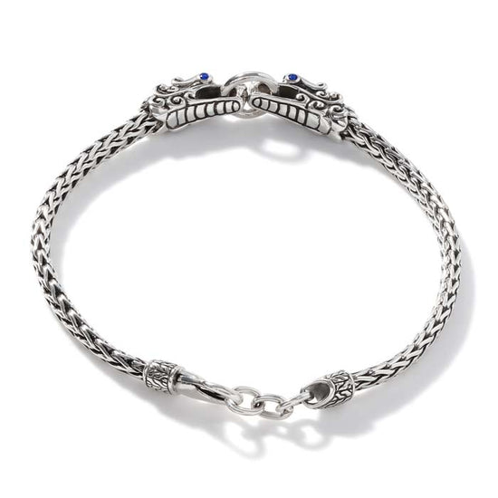 John Hardy Double Naga Head Slim Classic Chain Bracelet in Sterling Silver