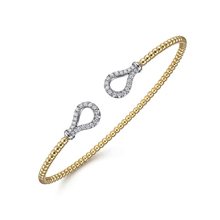 Gabriel & Co. .26CTW Bujukan Diamond Teardrops Bangle Bracelet in 14K White and Yellow Gold