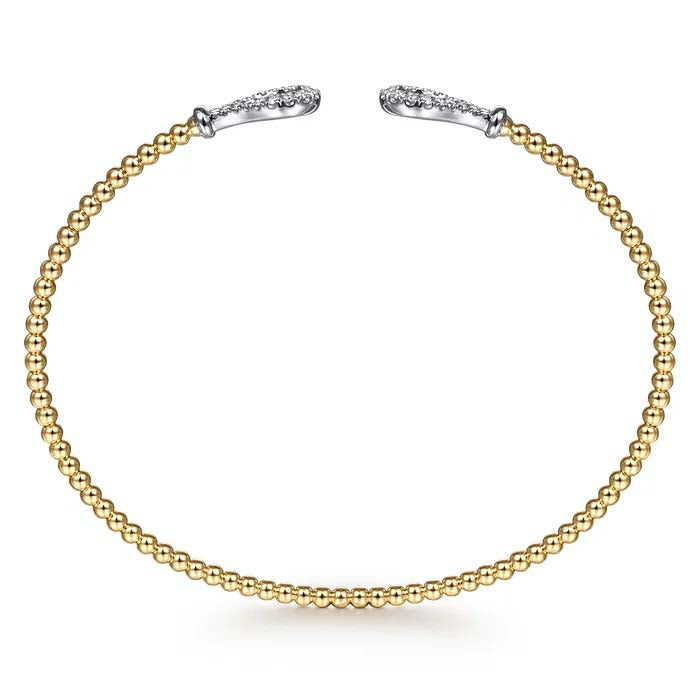 Gabriel & Co. .26CTW Bujukan Diamond Teardrops Bangle Bracelet in 14K White and Yellow Gold