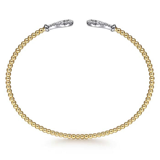 Gabriel & Co. .26CTW Bujukan Diamond Teardrops Bangle Bracelet in 14K White and Yellow Gold