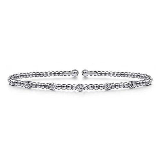 Gabriel & Co. .20CTW Bujukan Bead Cuff Bracelet with Diamond Stations in 14K White Gold