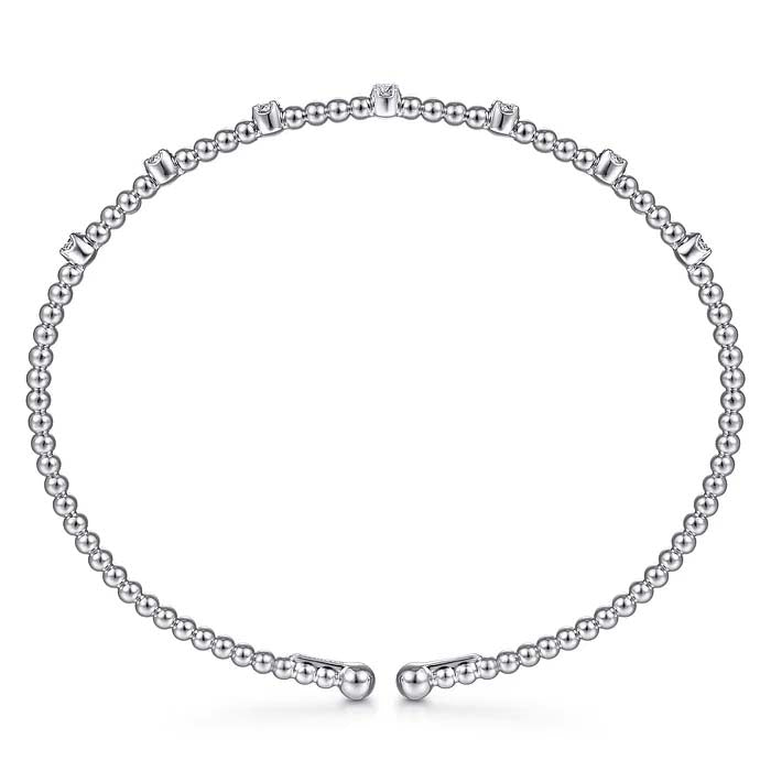 Gabriel & Co. .20CTW Bujukan Bead Cuff Bracelet with Diamond Stations in 14K White Gold