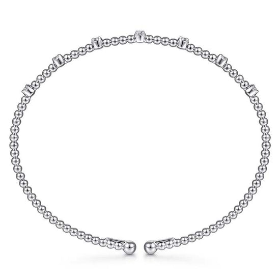 Gabriel & Co. .20CTW Bujukan Bead Cuff Bracelet with Diamond Stations in 14K White Gold