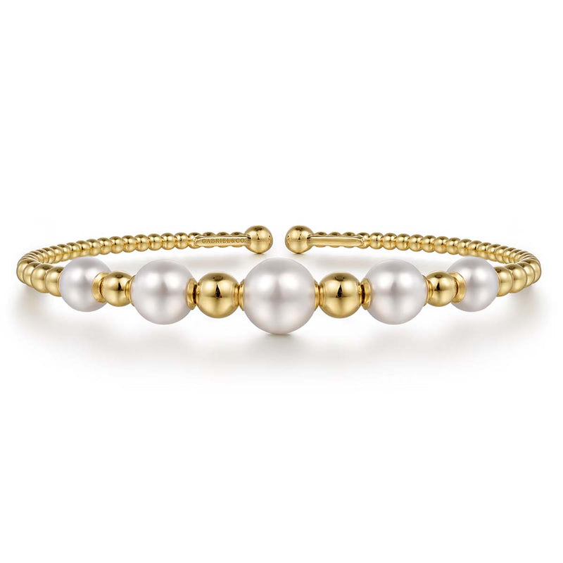 Gabriel & Co. Pearl Bujukan Fashion Cuff Bracelet in 14K Yellow Gold