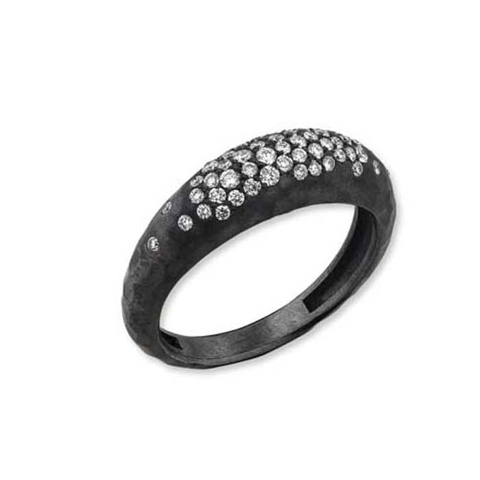 Lika Behar Boogie Line Ring with Diamonds in Oxidized Sterling Silver