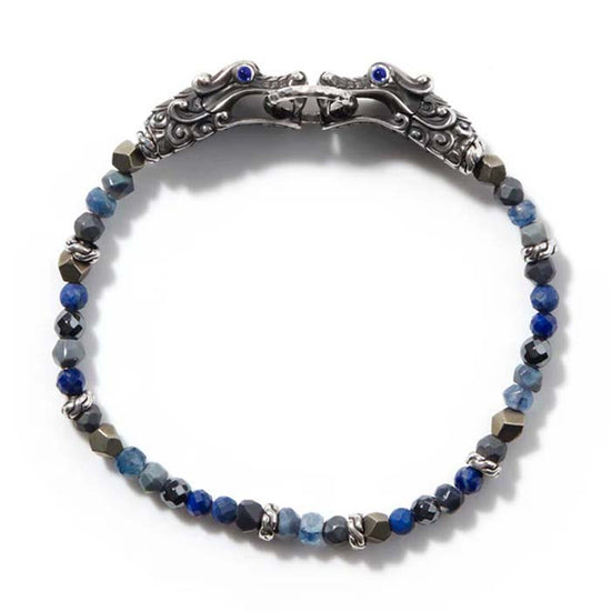 Legends Naga Double Dragon Head Bracelet with Gemstones in Sterling Silver