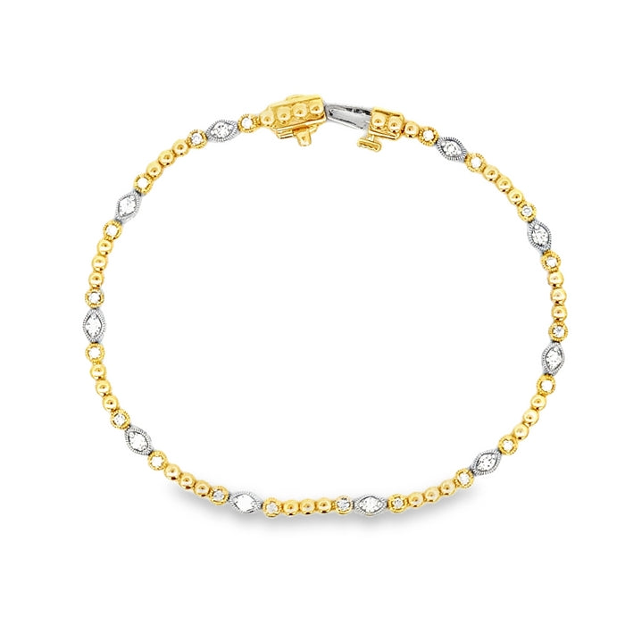 Mountz Collection 7” Diamond Station Bracelet in 14K Yellow and White Gold