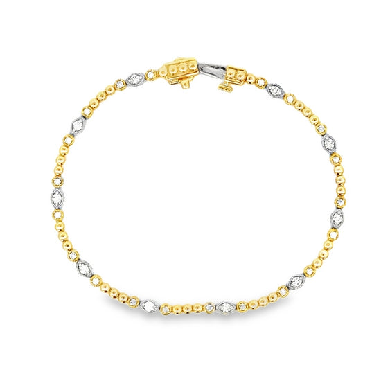 Mountz Collection 7” Diamond Station Bracelet in 14K Yellow and White Gold