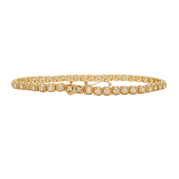 Mountz Collection 1.0CTW Diamond Straightline Bracelet in 14K Yellow Gold