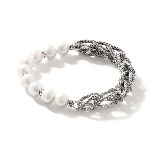 John Hardy Asli Classic Chain Silver 10.5mm Pearl Bracelet in Sterling Silver