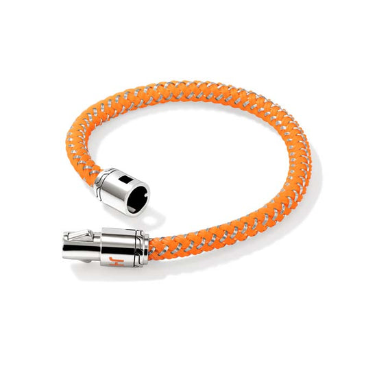 John Hardy 6MM Orange Rubber and Stainless Steel Cord Bracelet with Sterling Silver Pusher Clasp