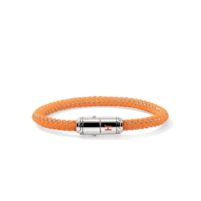 John Hardy 6MM Orange Rubber and Stainless Steel Cord Bracelet with Sterling Silver Pusher Clasp