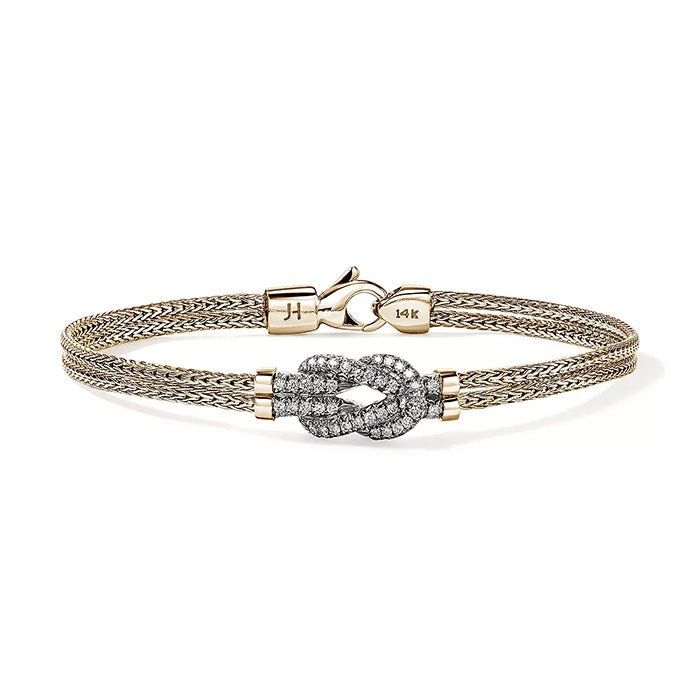 John Hardy Love Knot Bracelet with Diamonds in 14K Yellow Gold