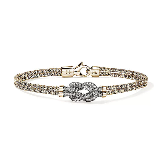 John Hardy Love Knot Bracelet with Diamonds in 14K Yellow Gold