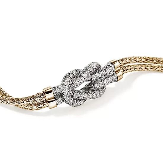 John Hardy Love Knot Bracelet with Diamonds in 14K Yellow Gold