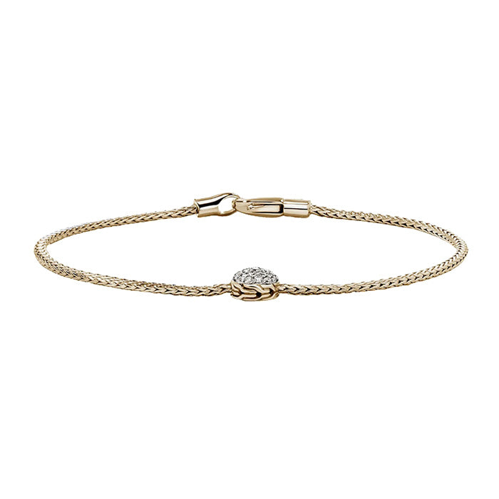 John Hardy Essentials Pavé Station Bracelet in 14K Yellow Gold