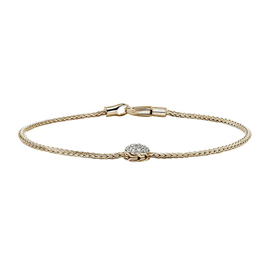 John Hardy Essentials Pavé Station Bracelet in 14K Yellow Gold