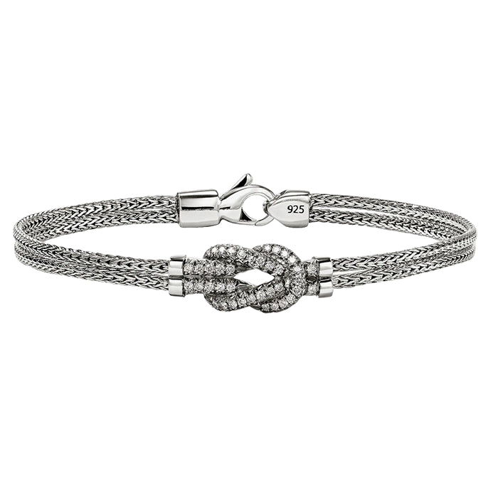 John Hardy Love Knot Pavé Station Bracelet in Sterling Silver