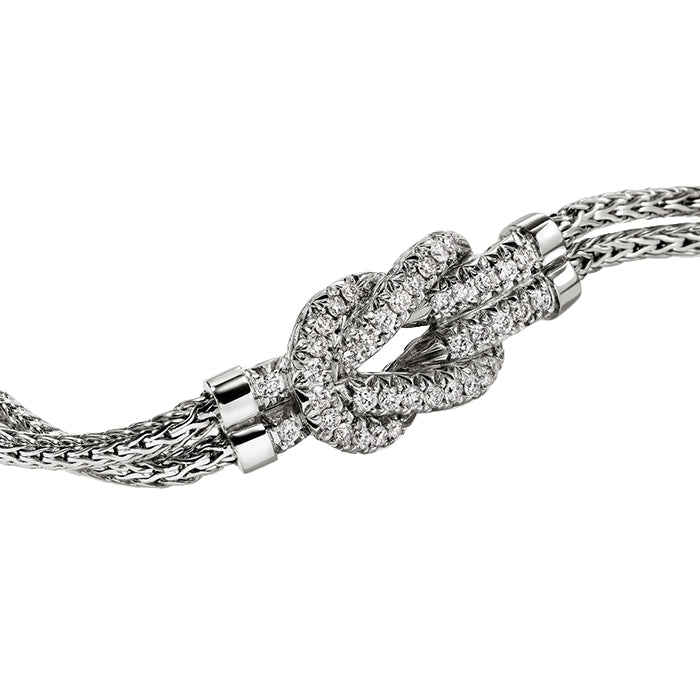 John Hardy Love Knot Bracelet with Diamonds in Sterling Silver