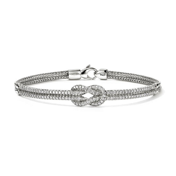 John Hardy Love Knot Pavé Station Bracelet in Sterling Silver