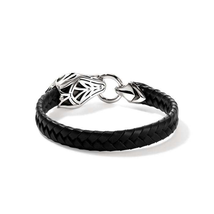 John Hardy 10MM Braided Black Leather Naga Bracelet in Sterling Silver